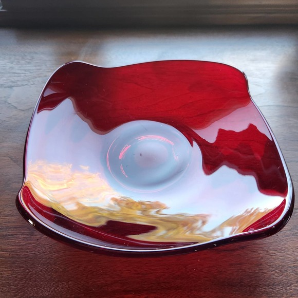 Viking Other - Viking Rare Ruby Red Glass 10" Squared Art Glass Dish